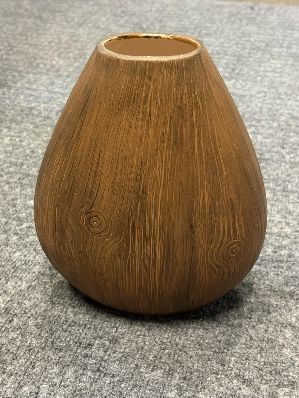 Peruvian Ceramic Vase with Hand-Painted Orange Floral Design